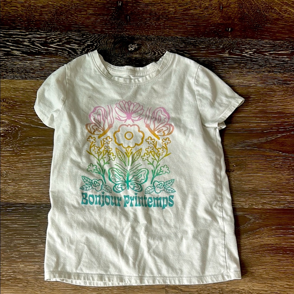 Cat & Jack White and Pink Short Sleeve Tee